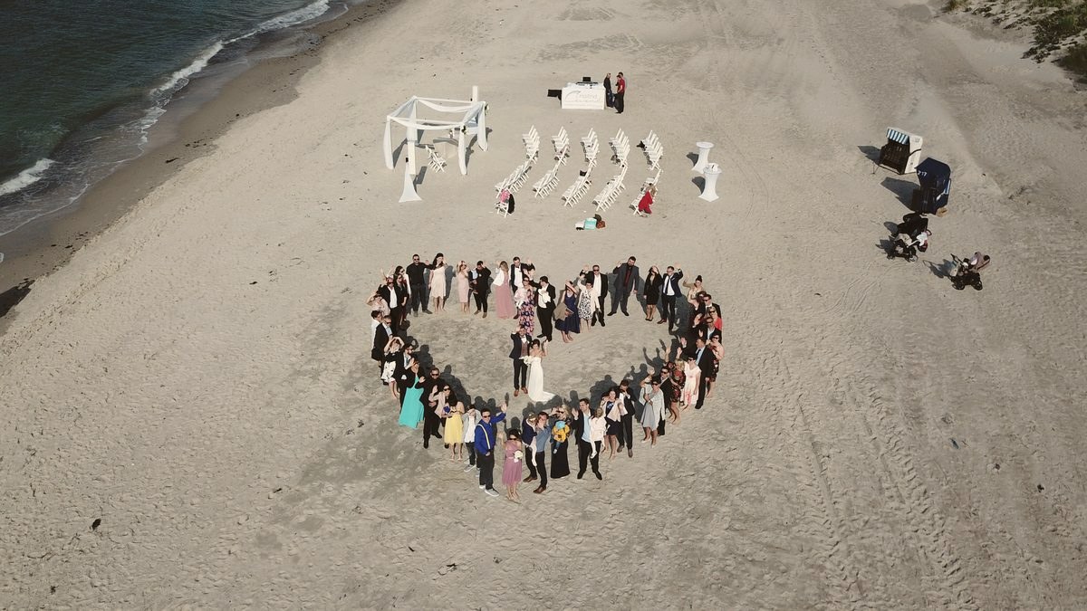 Strandhochzeit Luftaufnahme